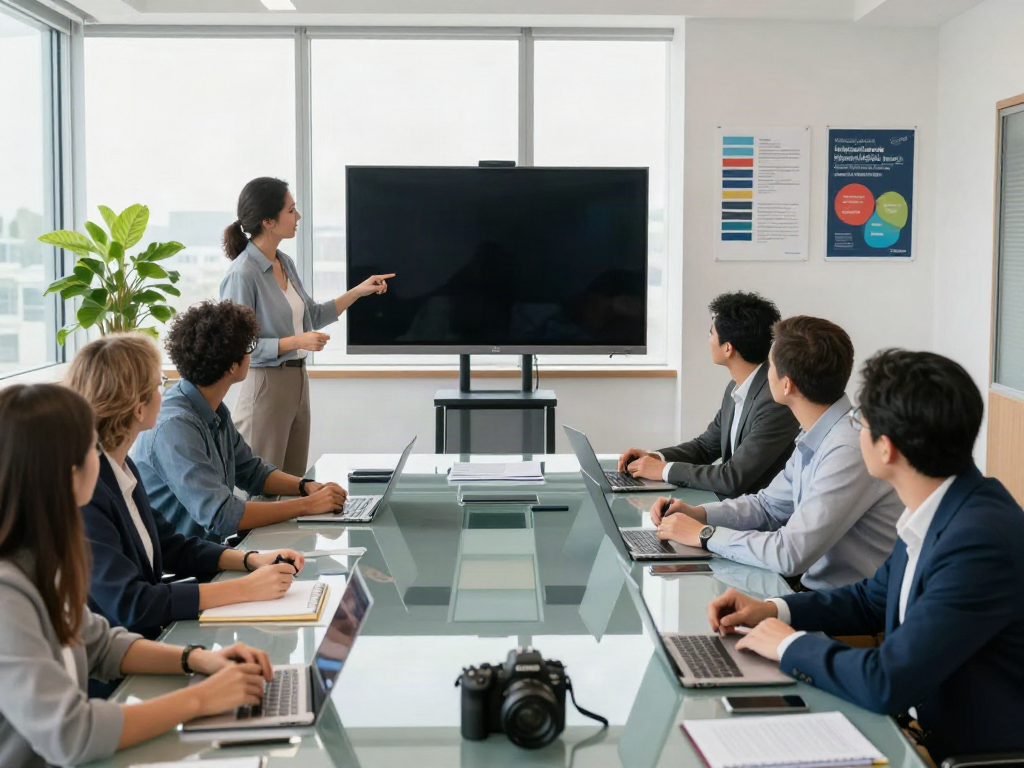 Executive coaching Connecticut workshop with diverse leaders collaborating in a modern training environment.