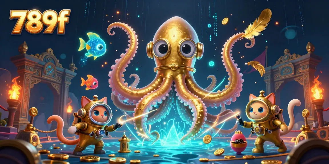 Engage with the thrilling world of 789f where a colossal kraken meets adventure in a vibrant casino scene.