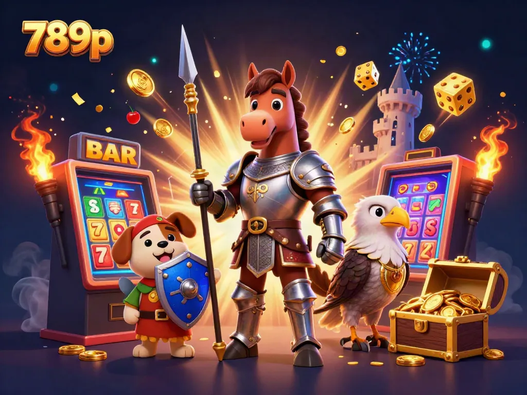 Experience the excitement of 789p with dynamic slot machines, gold coins, and magical gaming elements.