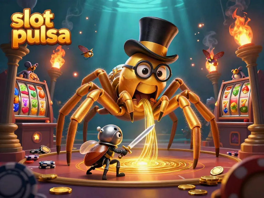 Taruhan slot pulsa yang mengasyikkan dengan tarantula emas dan kesatria kecil bersenjata, menawarkan pengalaman judi yang menarik.