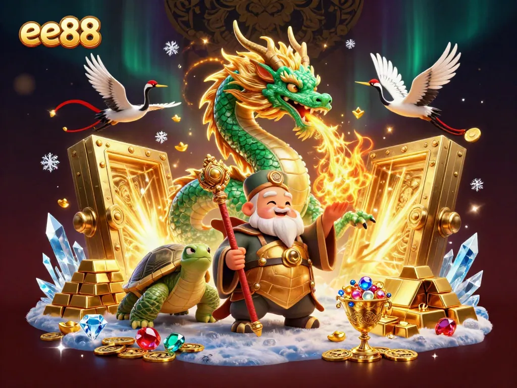 Engage with ee88's captivating gaming world featuring vibrant dragons, treasures, and lucky symbols.
