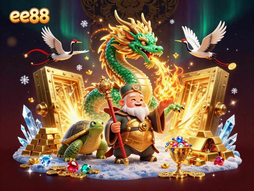 Engage with ee88's captivating gaming world featuring vibrant dragons, treasures, and lucky symbols.