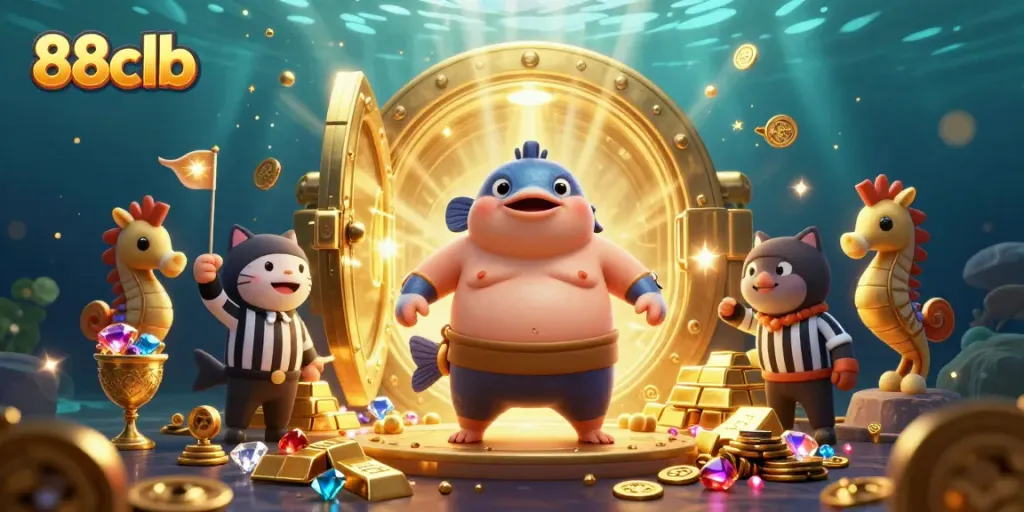 Engage in thrilling underwater casino fun at 88clb with a dynamic fugu and exciting treasure!