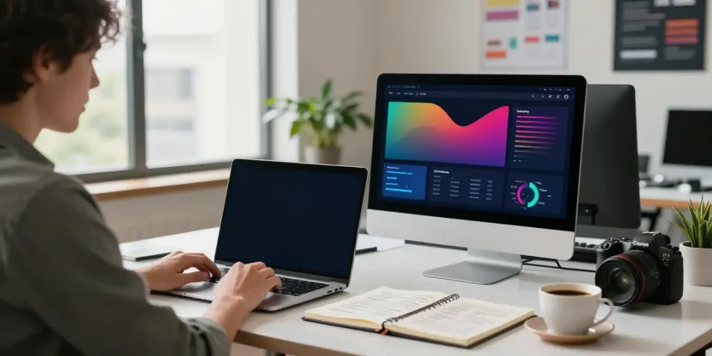 Explore the free DR checker in an inviting digital workspace setting.