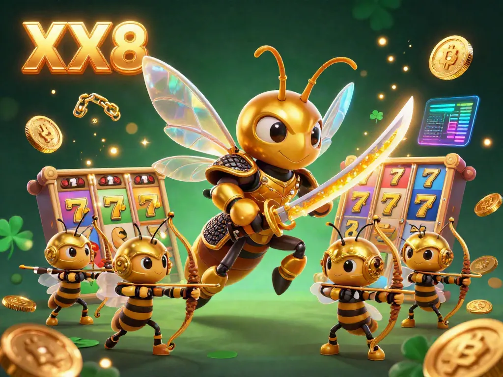 Experience the dazzling XX8 gaming fantasy with golden hornet samurai and bee archers in action.