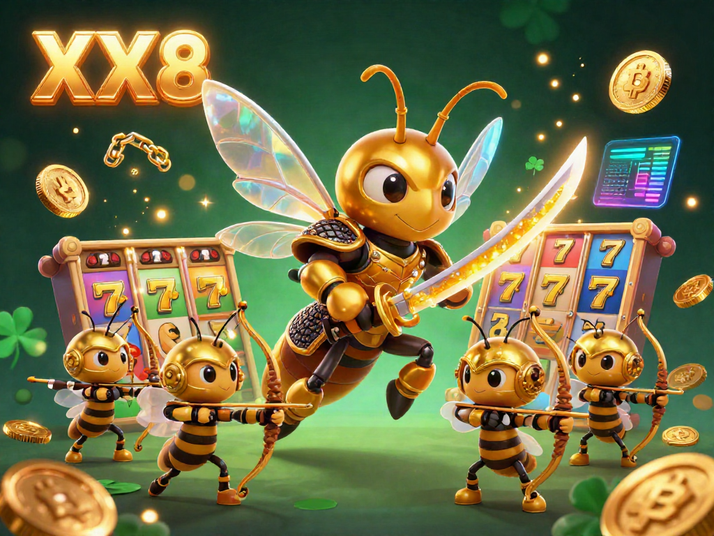 Experience the dazzling XX8 gaming fantasy with golden hornet samurai and bee archers in action.