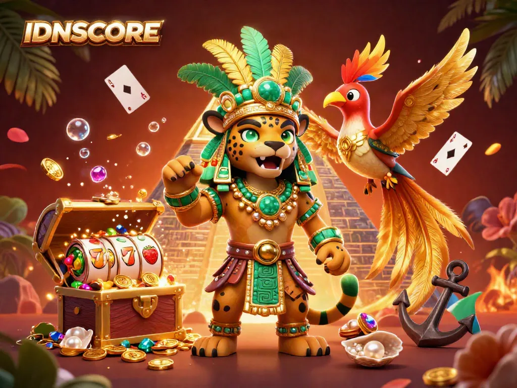 Experience thrilling gameplay at IDNSCORE with colorful slot reels and dynamic casino elements.