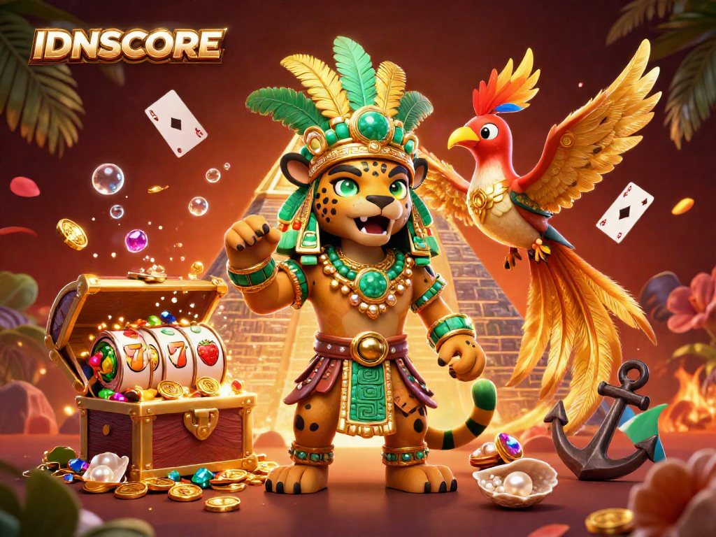 Experience thrilling gameplay at IDNSCORE with colorful slot reels and dynamic casino elements.