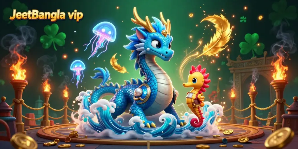 Engage with the JeetBangla vip experience, illustrated with vibrant fantasy elements and gaming atmosphere.