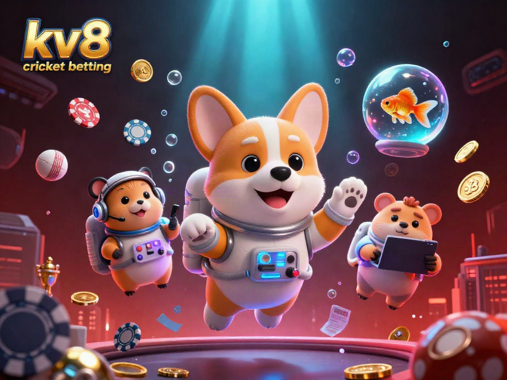 Experience kv8 cricket betting with a lively sports-themed digital scene featuring animated characters and vibrant elements.