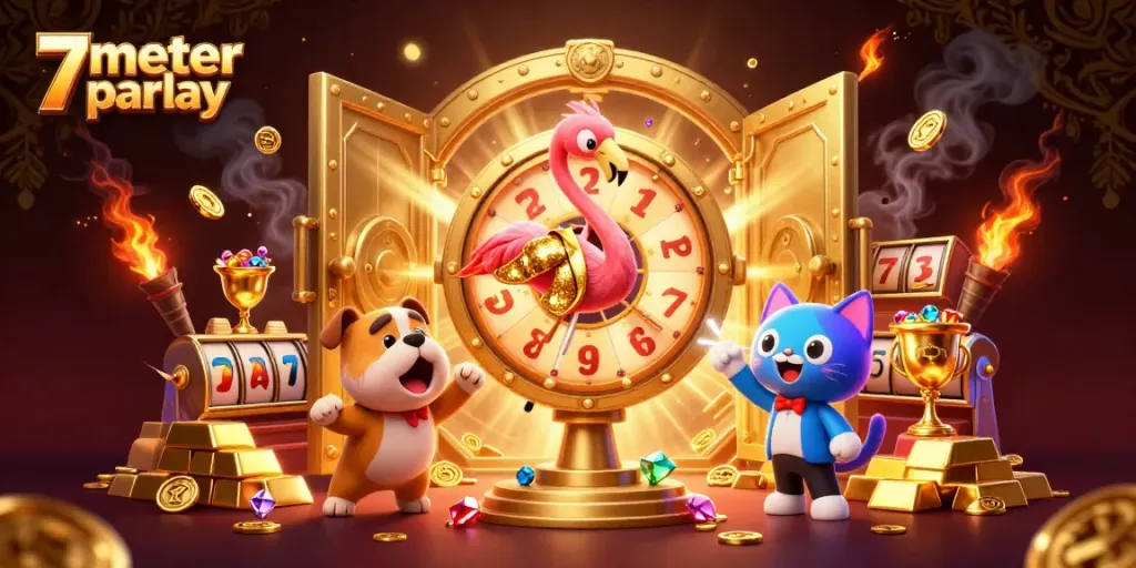 Engage with the excitement of 7meter parlay, featuring vibrant characters and dynamic casino elements.