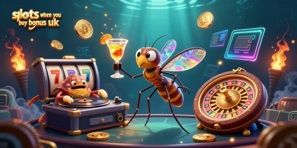 Engage with slots where you can buy bonus uk represented by a vibrant 3D casino scene.