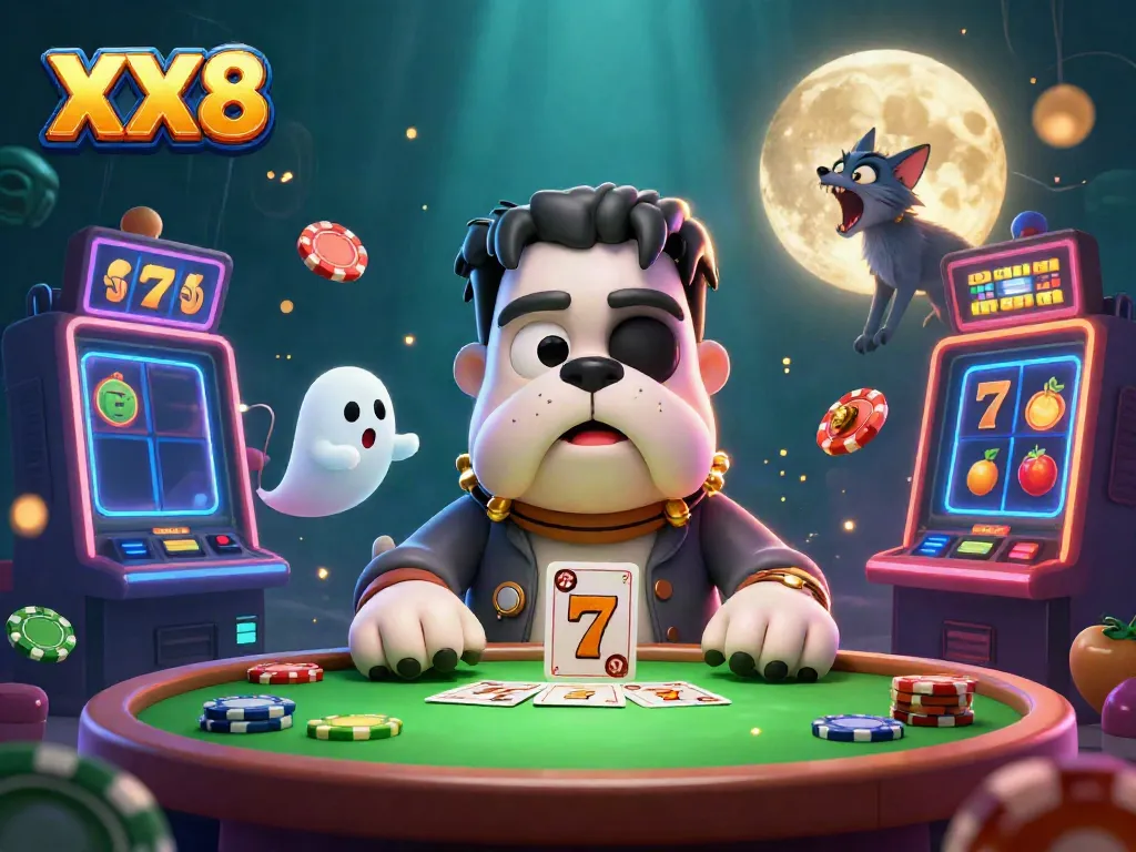 Experience thrilling gameplay with XX8 at a spooky casino, featuring unique 3D characters and slots.