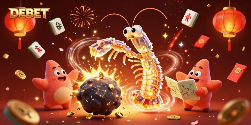 DEBET showcases thrilling online gaming, featuring vibrant samurai and festive backgrounds.