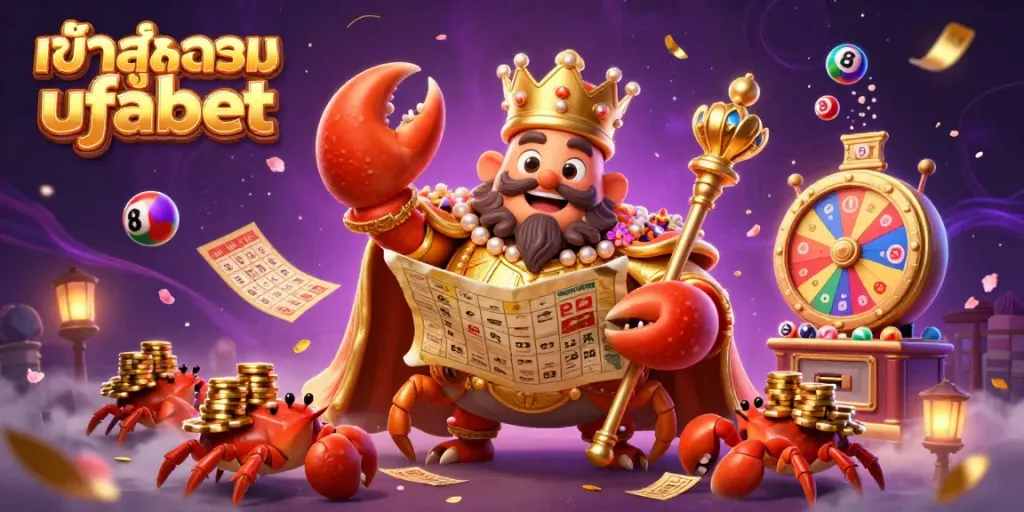 Experience the excitement of gambling with the 3D crab emperor in the universe of เข้าสู่ระบบ ufabet and lottery elements.