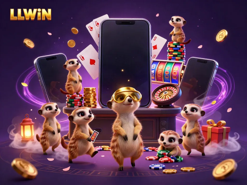 Experience thrilling gaming at LLWIN with dynamic meerkats running a colorful casino.