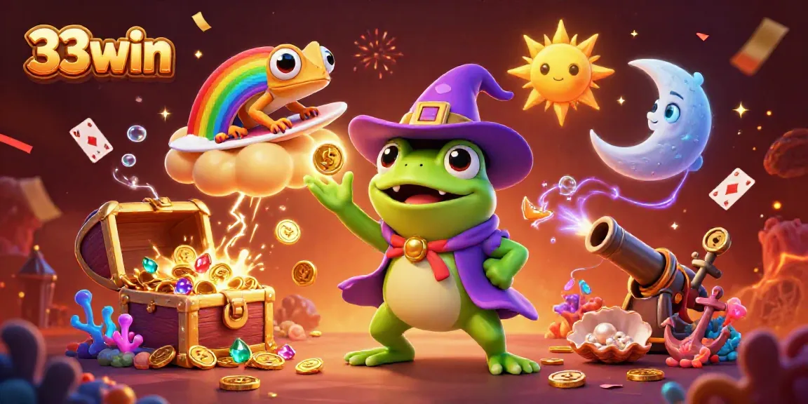 Win big with 33win in an exciting casino adventure filled with golden coins and vibrant characters.